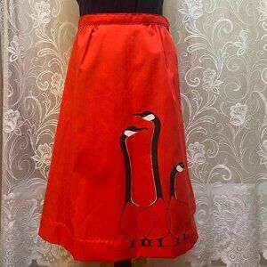 Vintage Small Red Wrap Skirt Benjamin Chee Chee Geese -Arnolds of Miami
